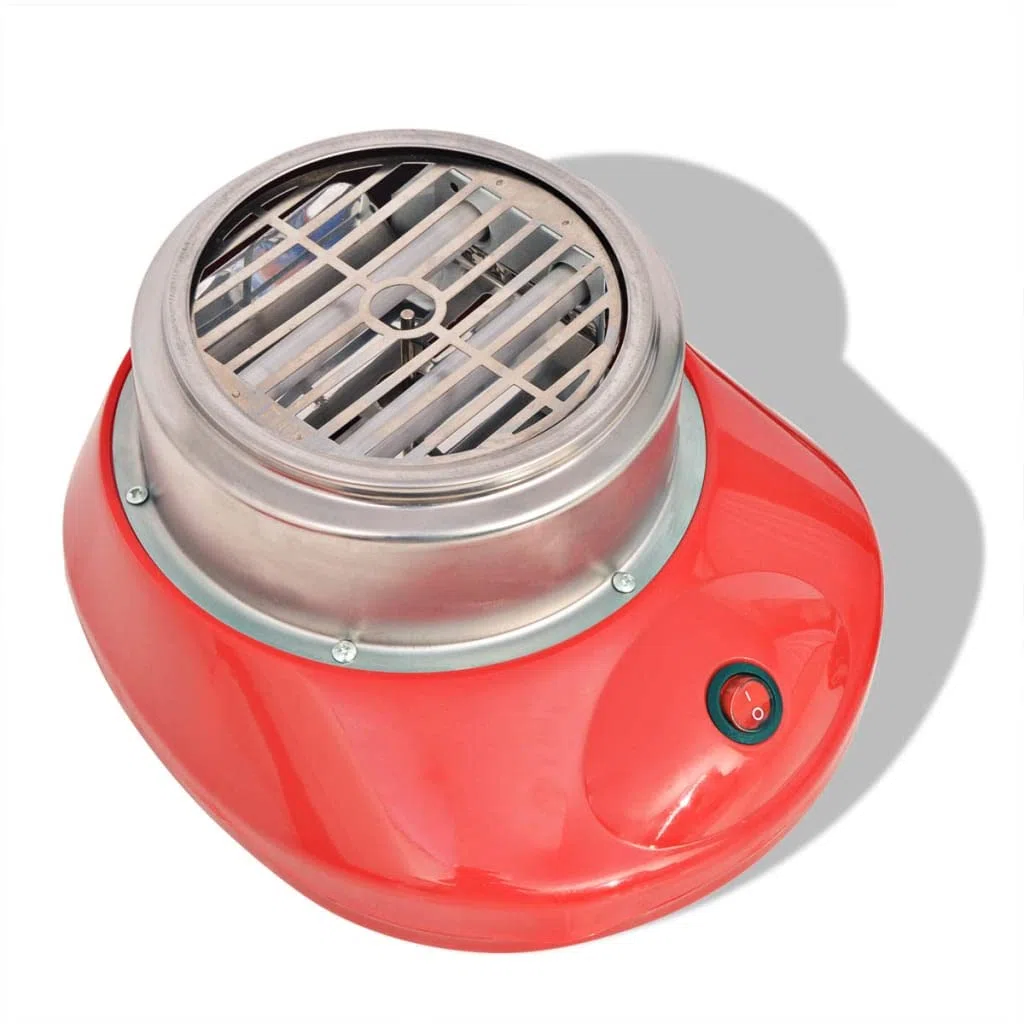 Máquina de algodón de azúcar de 480 W, color rojo con cuenco de 26 cm, palitos de bambú y cuchara medidora, aparato de fiesta para fiestas de cumpleaños infantiles, ferias, paraguas