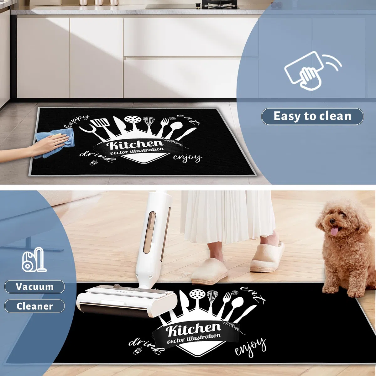 2 Alfombra Cocina Antideslizante -Alfombras Modernas Lavables para Pasillo, Comedory Entrada, Alfombra de Cocina antifatiga 40x60cm + 40x120cm