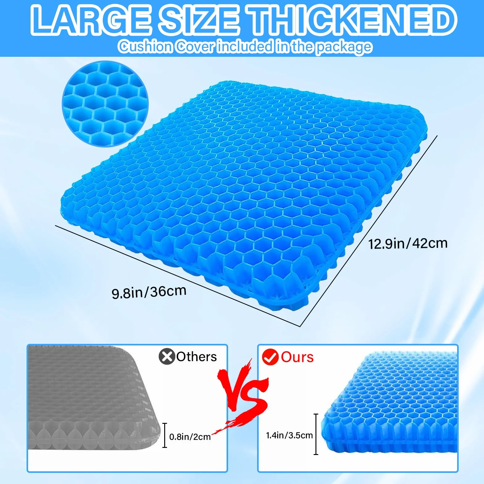 Cojin coxis Gel, Cojin antiescaras para Silla de Oficina Asiento para coxis ortopedico Apoyo Transpirable Cojin Ergonomico con Funda Antideslizante Cojín Postural para Coche, Oficina y Silla Ruedas