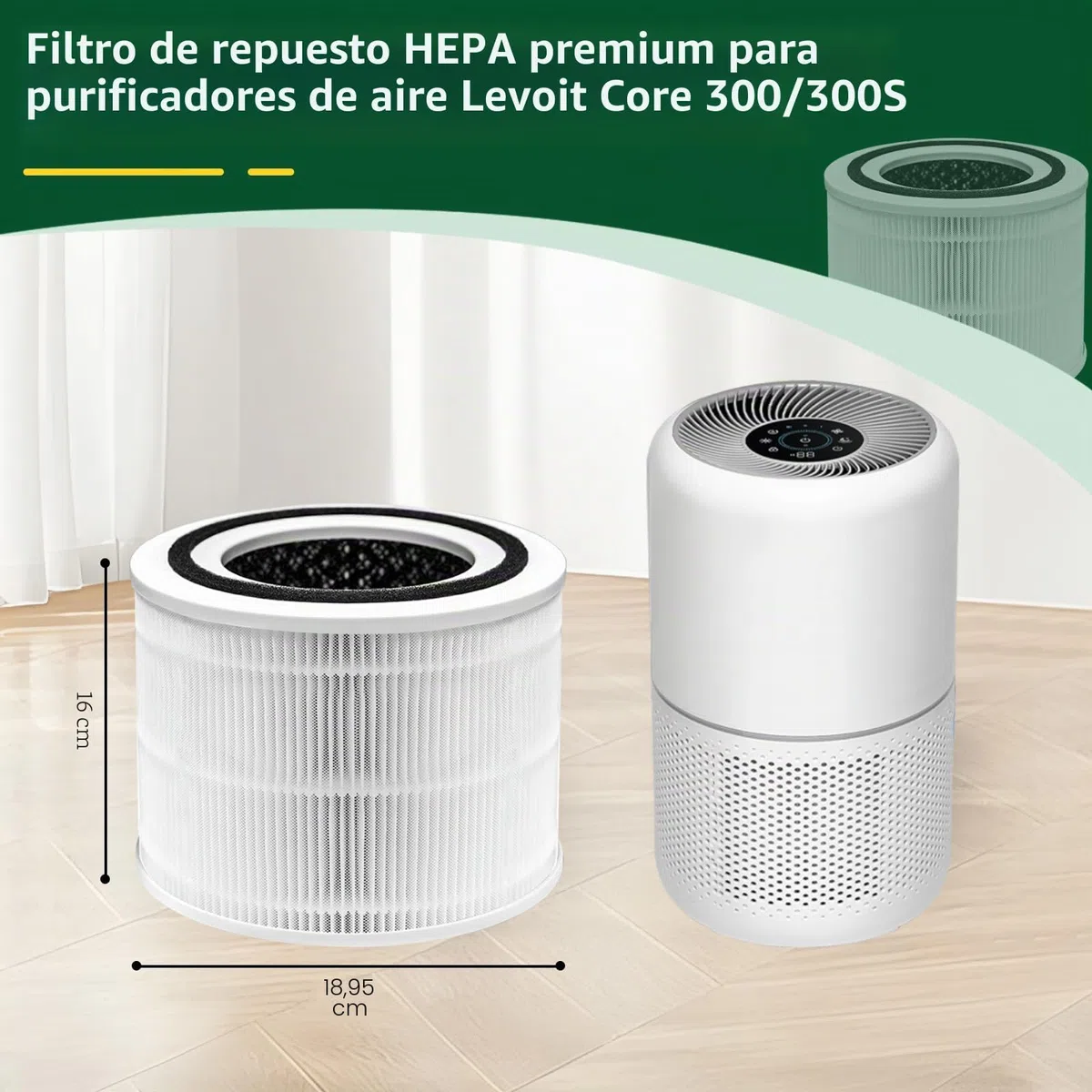 Core 300 Filtro de repuesto compatible con purificadores de aire LEVOIT Core 300/300S, filtro HEPA verdadero H13 y carbón activado, filtración 3 en 1 (paquete de 2)