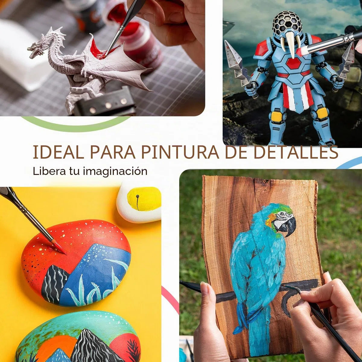 Nicpro Juego de 21 Pinceles de Pintura en Miniatura para Acuarela acrílica, Pincel seco para, Pintura, Modelo, miniaturas DND, con contenedor