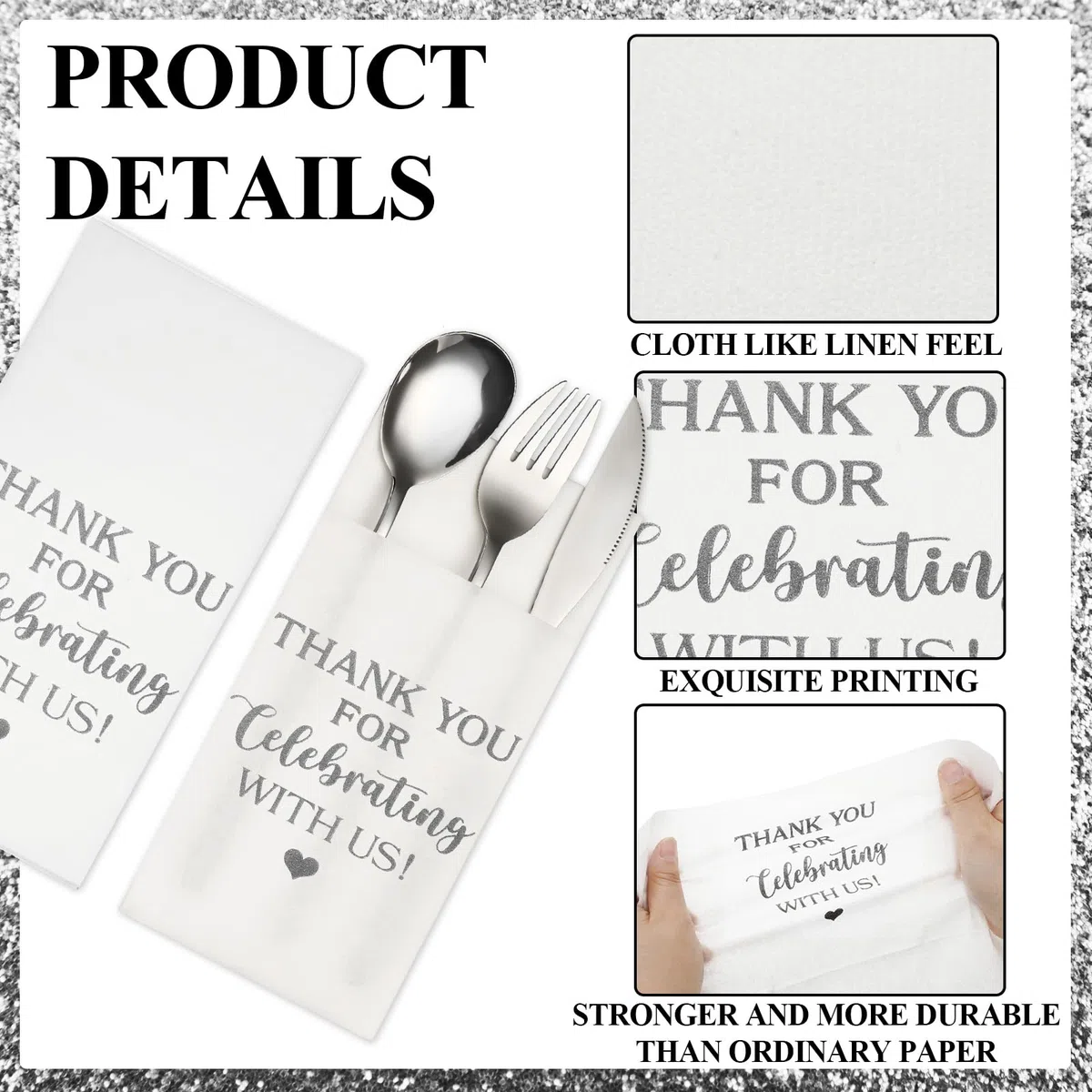 Fuutreo 100 servilletas desechables de lino para boda, servilletas de cena desechables con bolsillo para cubiertos, servilletas de papel Airlaid, servilletas de cena absorbentes para bodas, despedidas