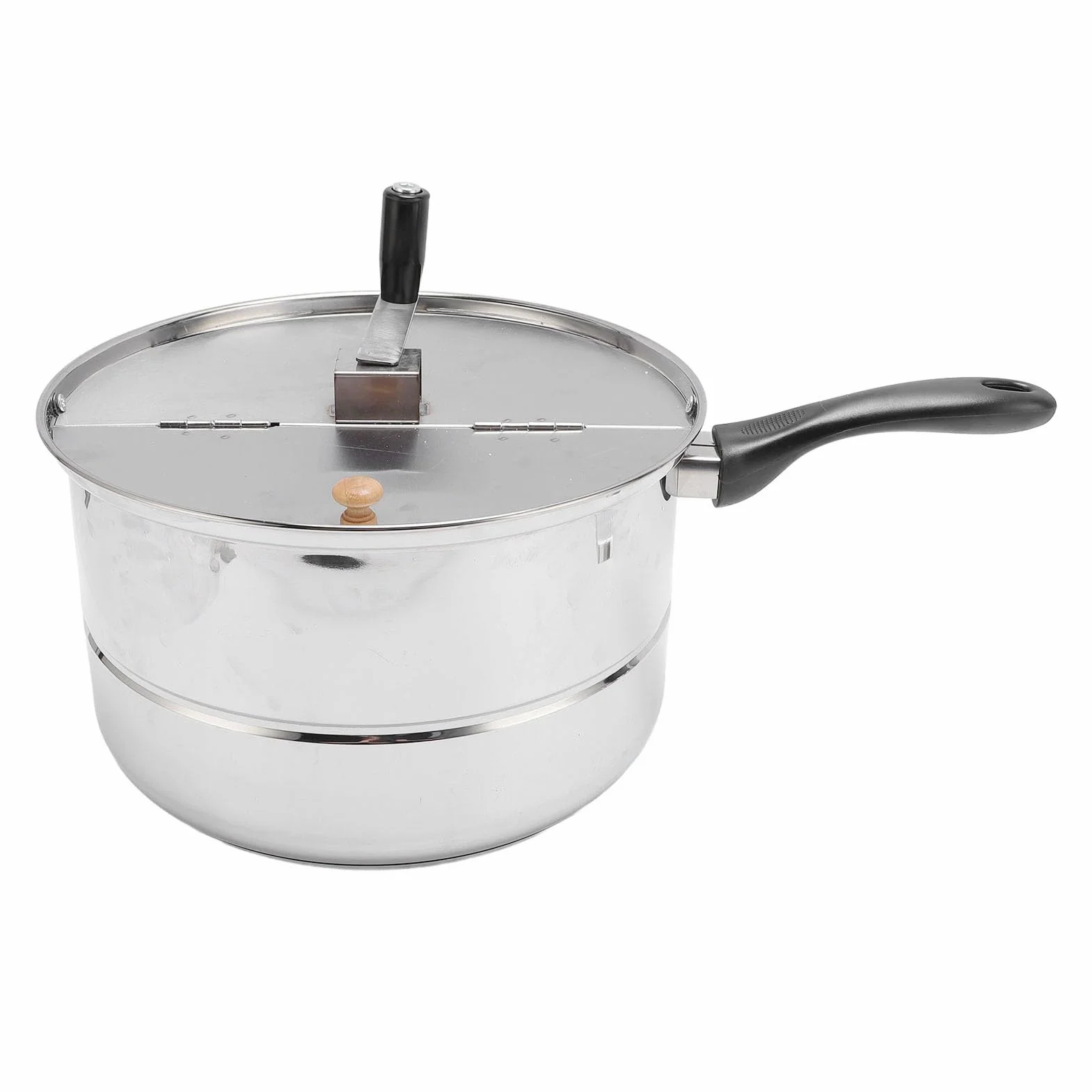 Wakects Máquina para Hacer Palomitas de Maíz en la Estufa, Palomitas de Maíz de Acero Inoxidable con Manivela, Olla para de de 11 X 6,5 Pulgadas para Calefacción Eléctrica y de Gas, Noches de Cine