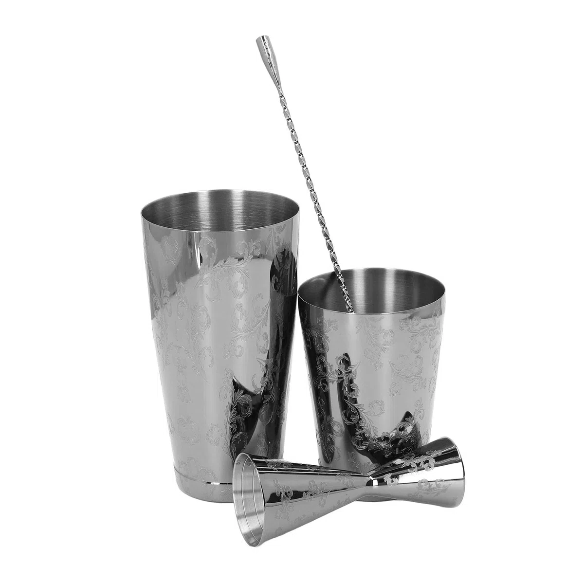 aqxreight Boston Cocktail Shaker Set 304 Herramienta de Barra de Estampado de Acero Inoxidable con Acero Inoxidable con Colador para Mezclar Martinis y Cócteles (B)