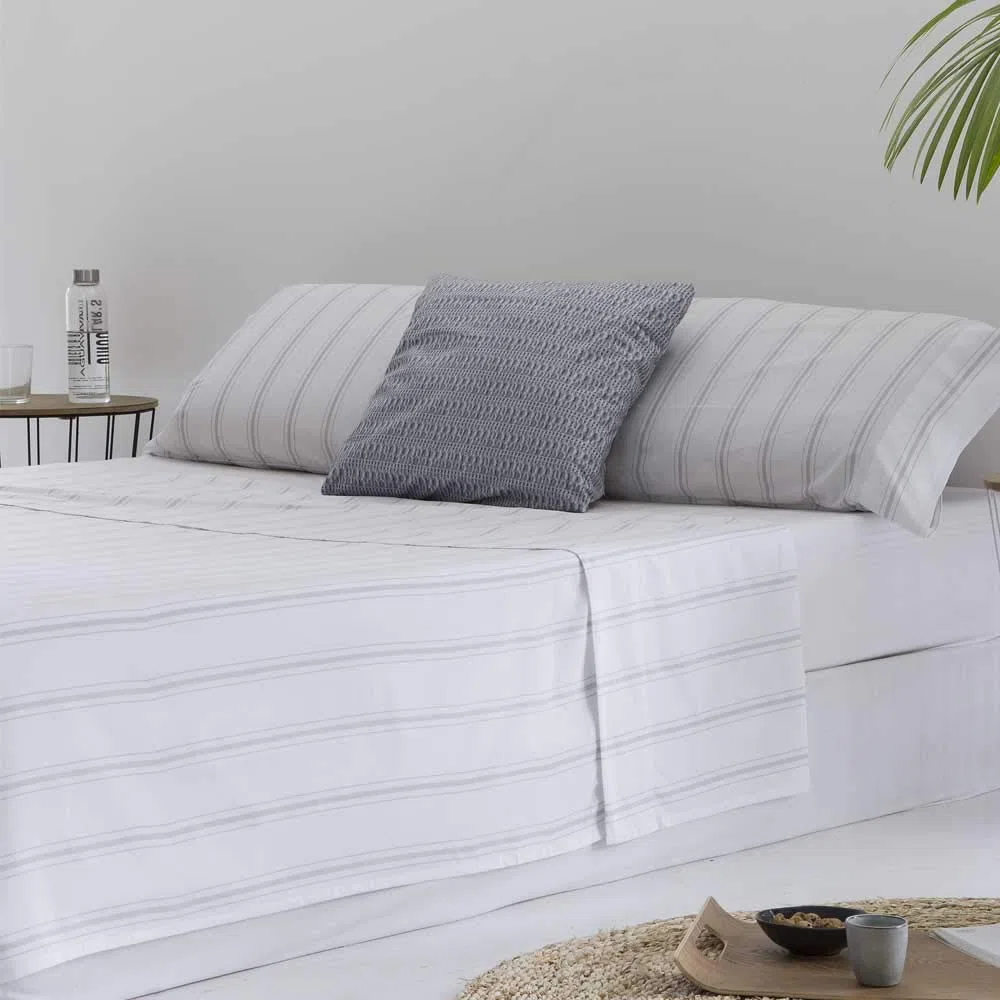 COTTON ARTean Juego sábanas Cama 150 Algodón Orgánico ZUMAYA Blanco | Incluye 4 piezas: encimera, bajera ajustable, 2 fundas de almohada. Certificado OEKO-TEX y GOTS