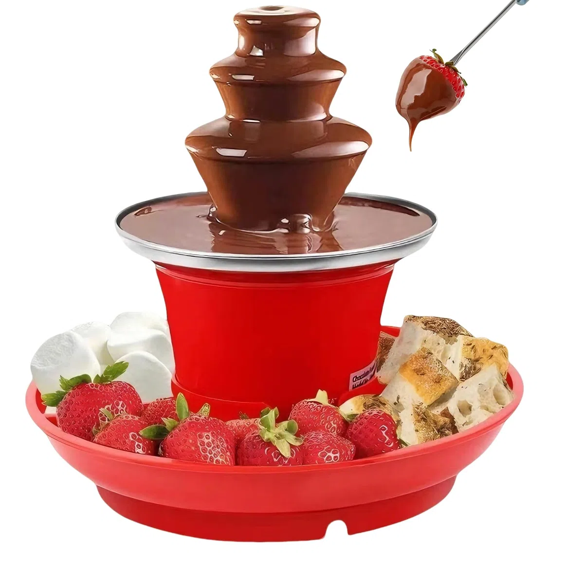 Fuente de chocolate de acero inoxidable de tres niveles, con función de fusión, fuente de chocolate eléctrica con 35 W, capacidad de 200 g para fiestas, cumpleaños y bodas