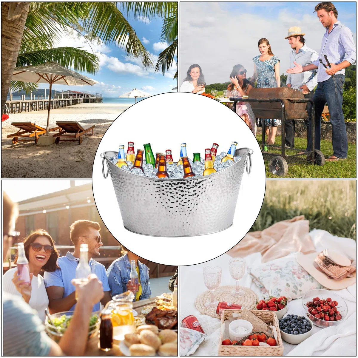 Cubos grandes de la bebida del cubo de hielo de las tinas de la bebida del acero inoxidable para las fiestas bodas 12L