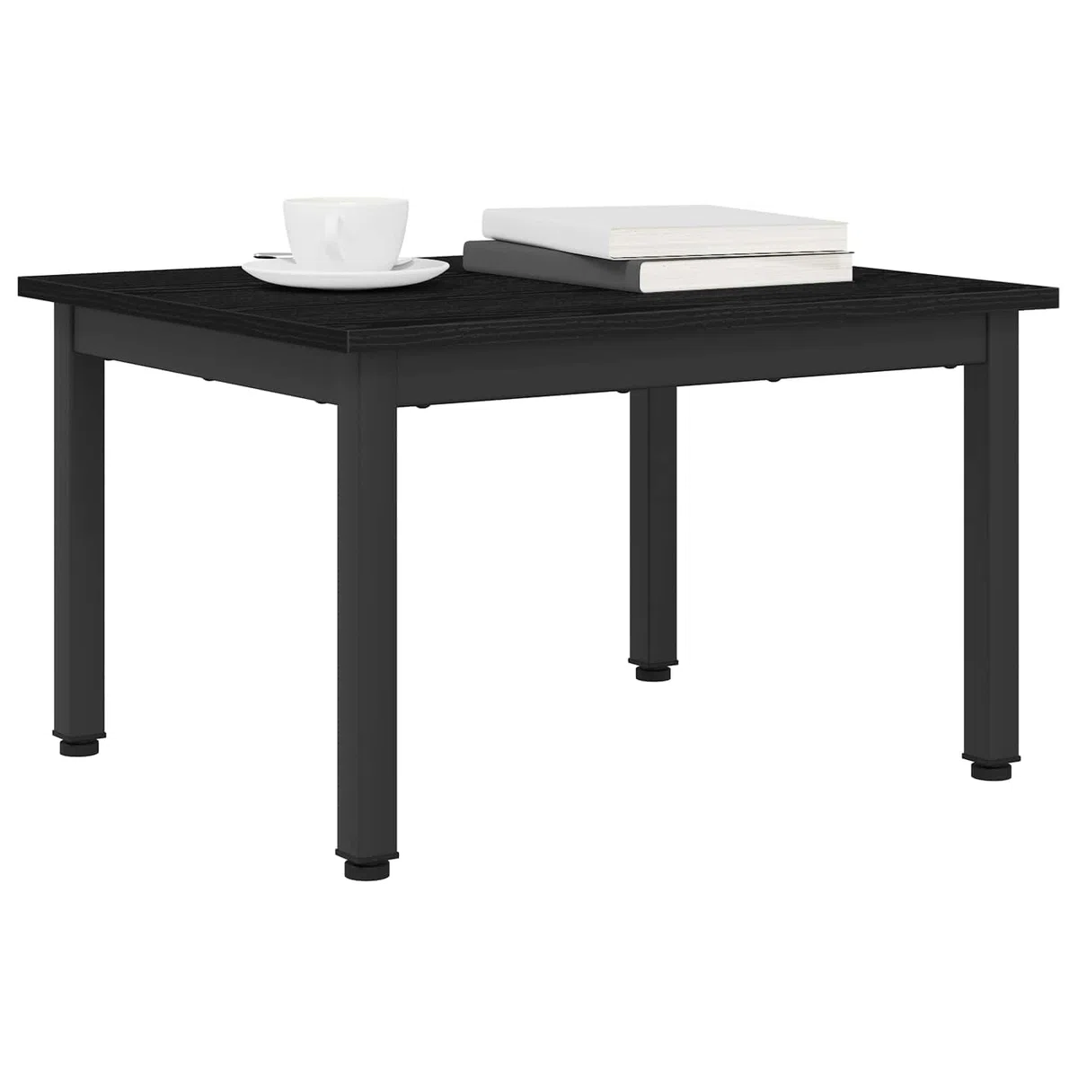 Mesa de centro con aspecto de roble negro, 60 x 50 x 36 cm, de material de madera con patas de metal, diseño moderno, resistente y duradera, para salón, dormitorio y pasillo