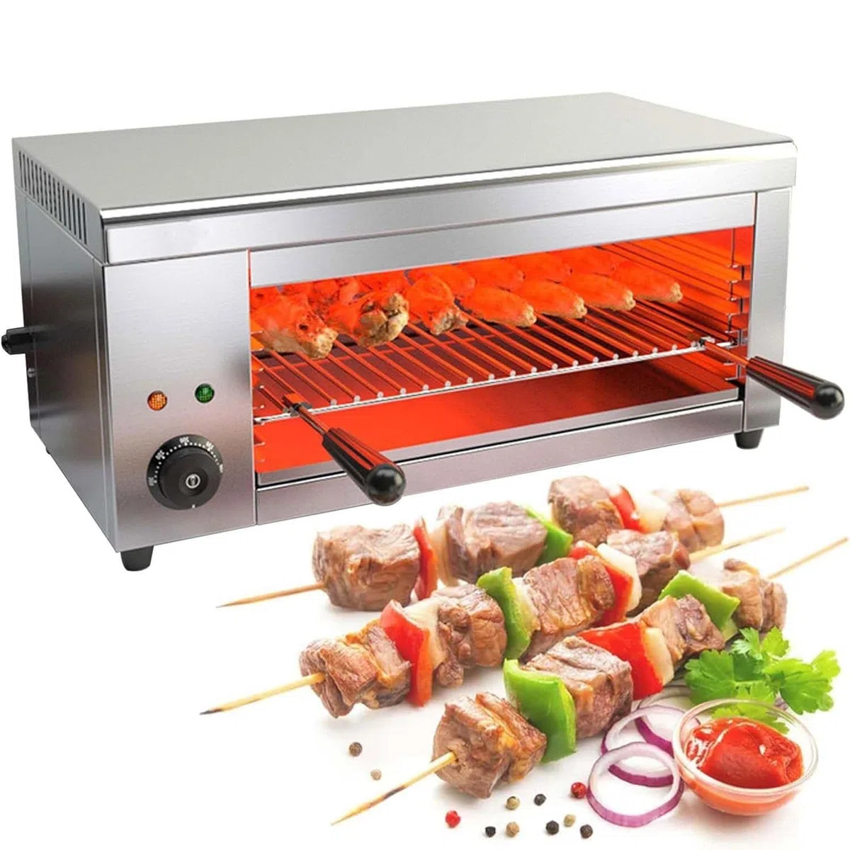Asador Salamandra de 2000W, Parrilla Eléctrica Raclette para Fundir Queso, para Montaje en Pared o Encimera 50℃-300℃ para Queso y Carne
