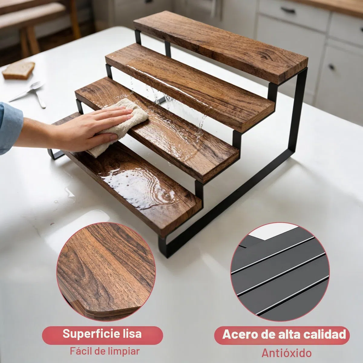 Soporte Tarta, Bandejas para Tartas de 4 Niveles para 16 Cupcakes, Expositor Madera para Torta, Torre de Árbol de Postre para Bodas Cumpleaños Fiestas Pausas de Café, Celebraciones Familiares