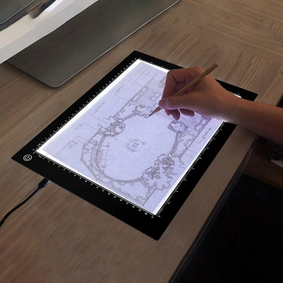 Mesa de luz LED A4,almohadilla de luz LED Dibujo de panel de luz ultrafino,caja de luz de interfaz tipo C,brillo ajustable para pintura de diamantes,artistas,bocetos,animación,visualización de rayos X