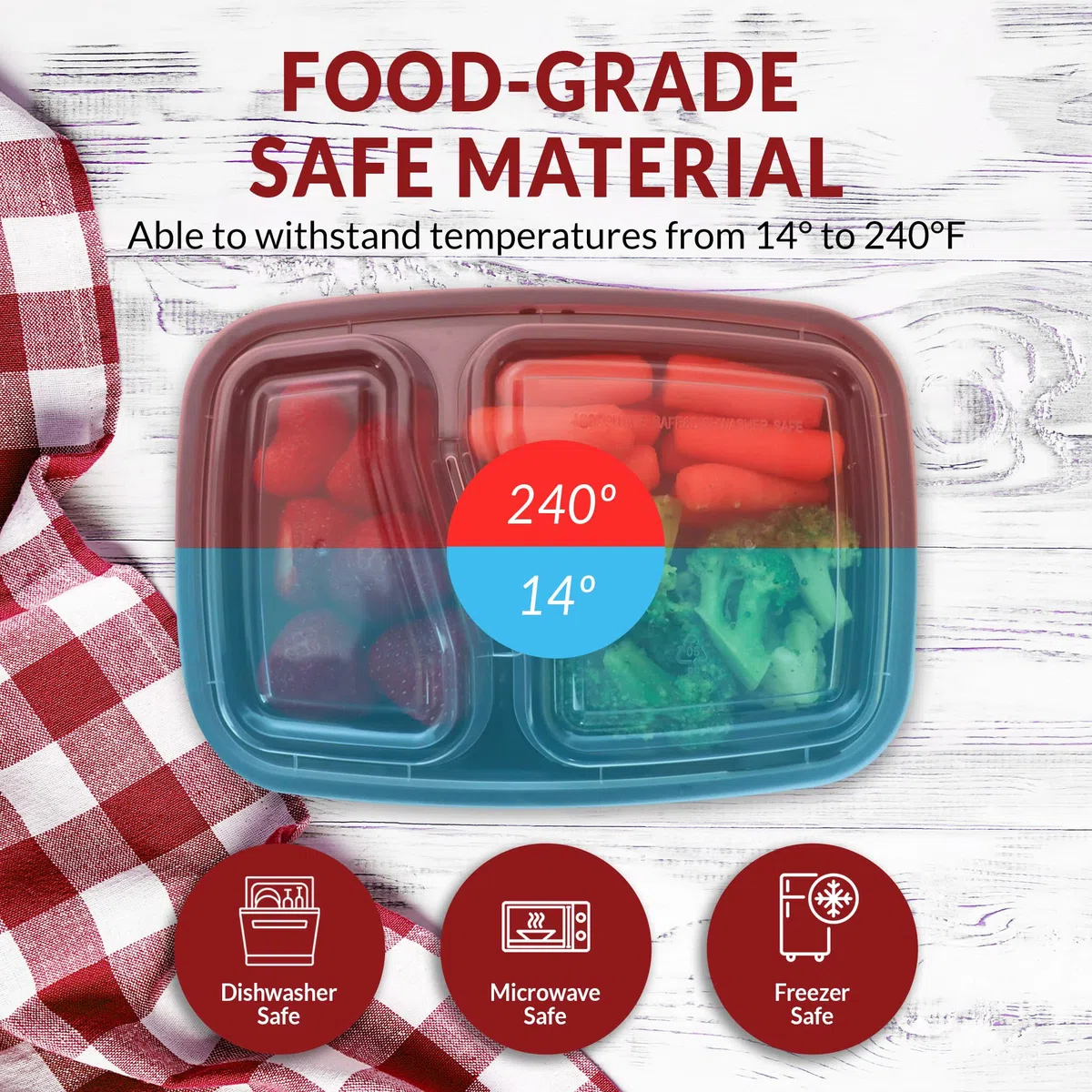 Reli. Contenedores de preparación de comidas, 32 onzas | Paquete de 45 | Contenedor de alimentos de 2 compartimentos con tapas | Contenedores de almacenamiento de alimentos para microondasTo Go |