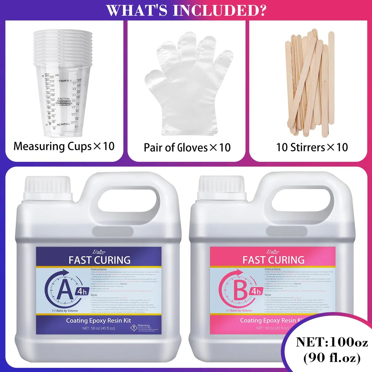 Resina epoxi de endurecimiento rápido, 4 horas de desmoldeo - Resina transparente de 100 oz con endurecedor, sin burbujas para posavasos, artesanía y revestimiento