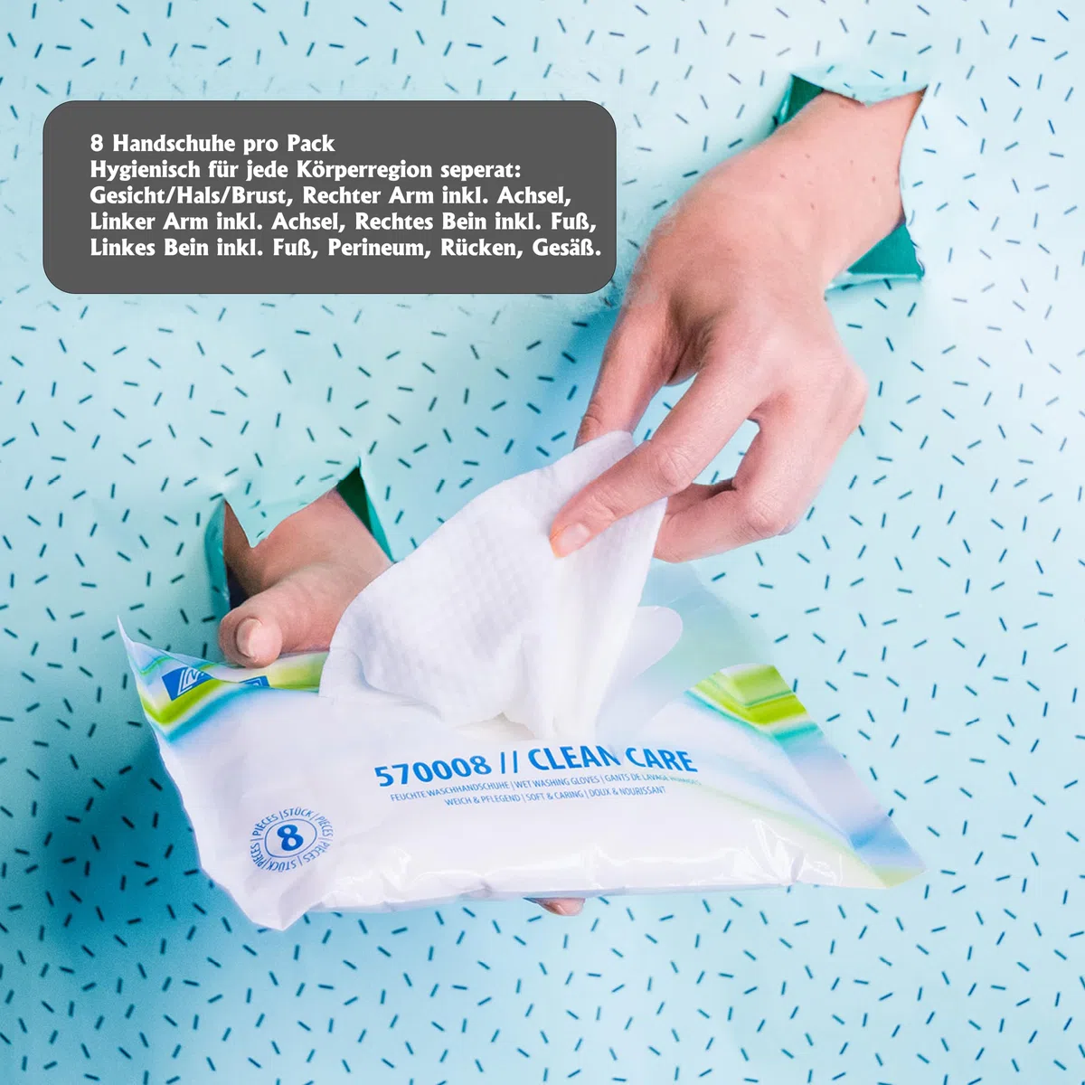 Nitras Clean Care - Manoplas húmedas desechables con aloe vera y manzanilla para cara, cuerpo, manos - 8 paños extra suaves y calentables de 23 x 14 cm (5)