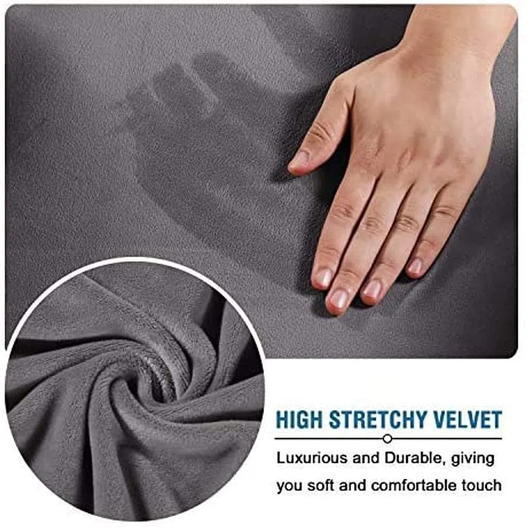 Funda otomana Rectangular de Terciopelo, Funda for reposapiés Cuadrada elástica, otomana Suave y Plegable, Protector de sofá Lavable Antideslizante for Sala de Estar(Grigio,Grande)