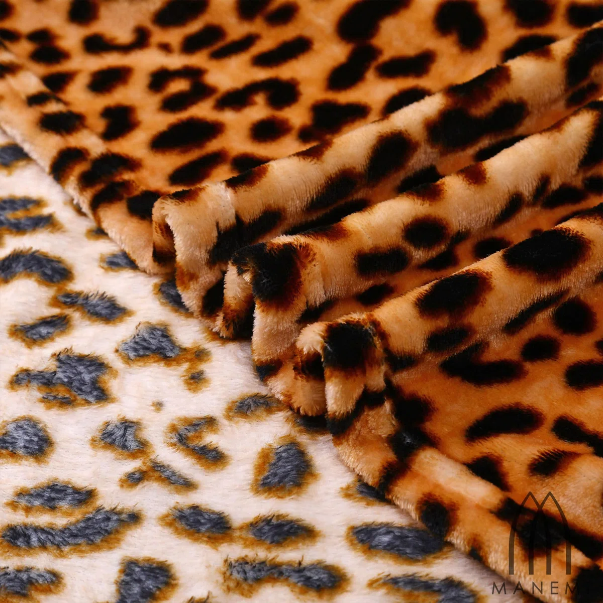 MANEMI - Manta Poliéster 100% Microfibra 220 x 240cm, Manta Sofá y Cama, Estampado Animal Leopardo, Beige