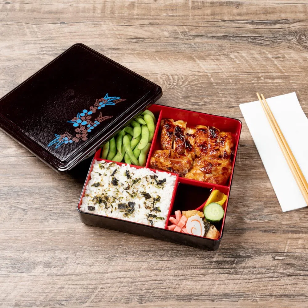 Restaurantware Bento Tek - Contenedor de almuerzo con compartimento de 8.3 x 2.2 pulgadas, 1 contenedor de almuerzo para adultos estilo japonés, con 5 compartimentos a prueba de grasa, caja de