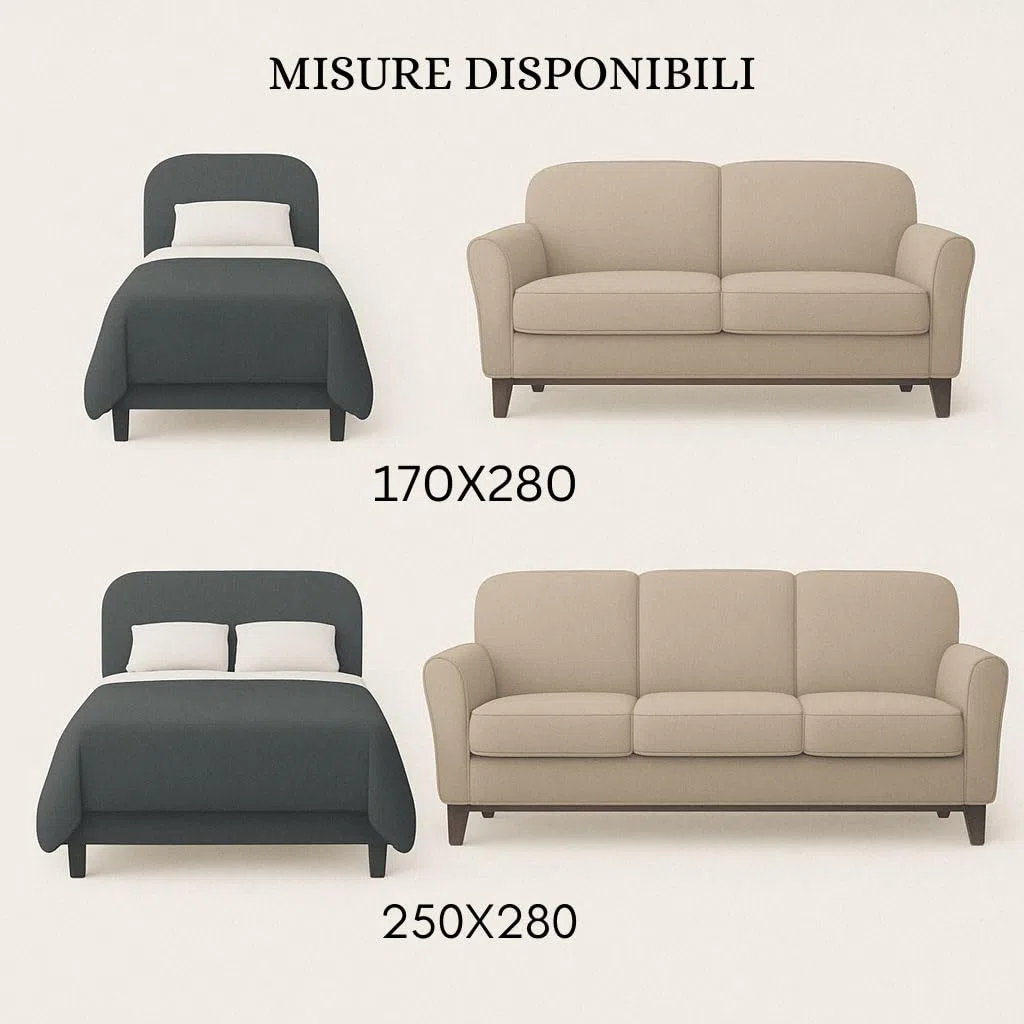 Generico Tela Multiuso – Cubretodo 2 Plazas o Cubrecamas Individual/Matrimonial, Mezcla de Algodón Liso Naranja, Medidas 170 x 280 cm – Fabricado en Italia