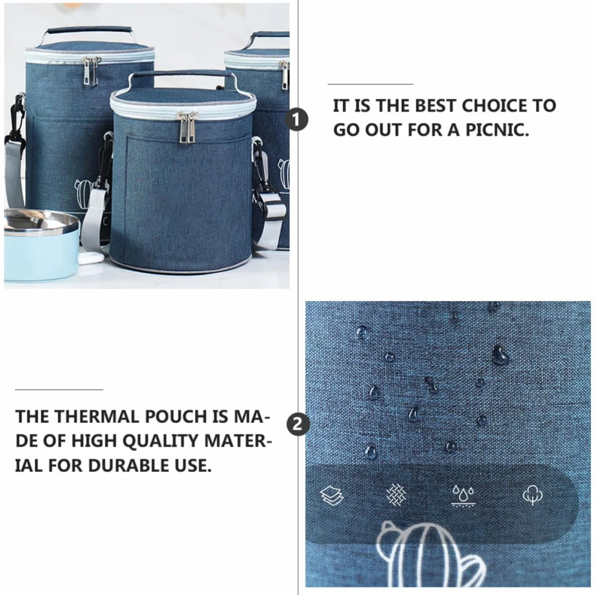 jojofuny 1pieza Bolsa Térmica para Almuerzo Mediana de Aluminio Portátil con Aislamiento de Oxford Bolsa Isotérmica para Comida de Camping y Trabajo Contenedor de Almacenamiento Resistente