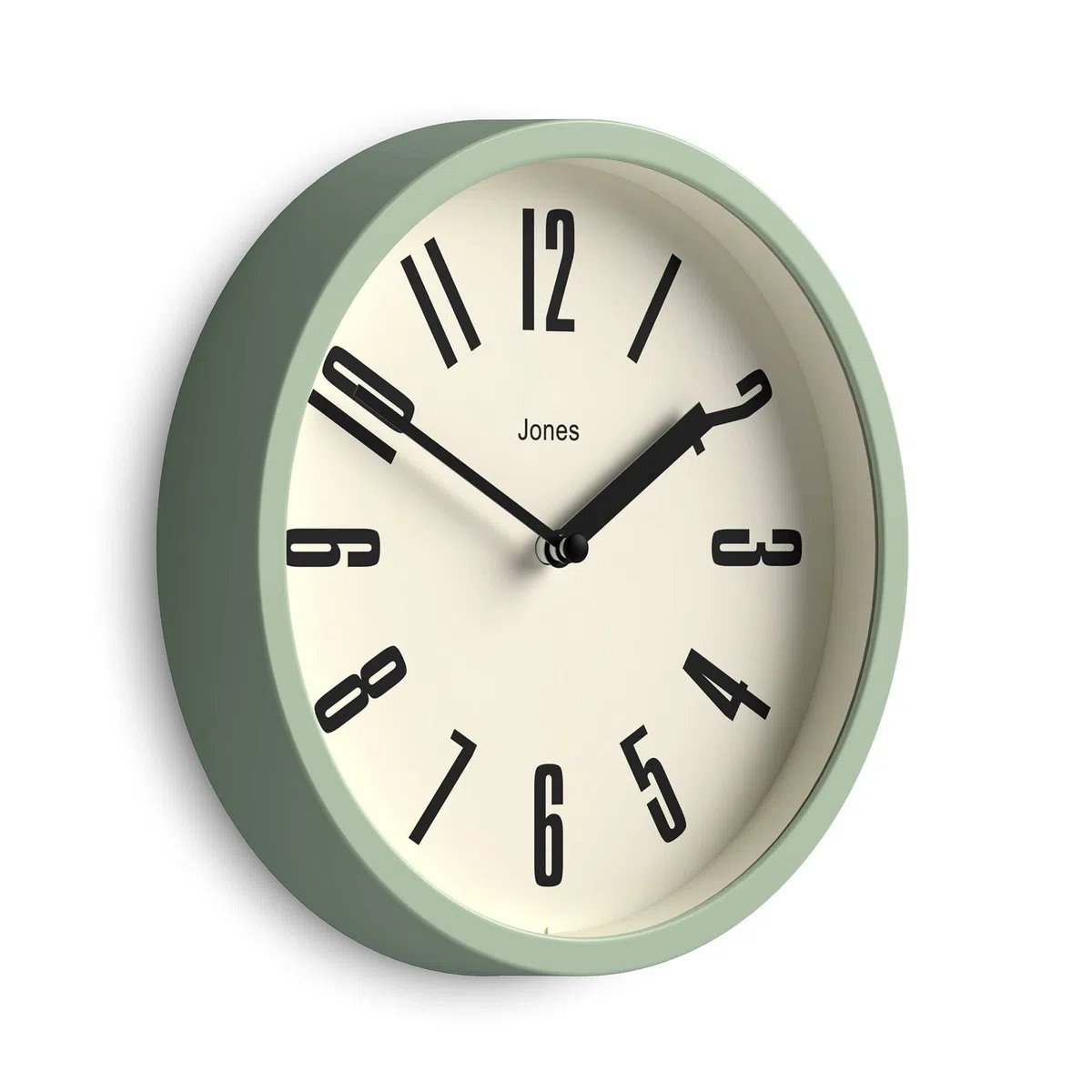 JONES CLOCKS® Hot Tub Reloj de Pared | Pequeño Reloj Retro y Redondo | 20cm | Verde pálido | Números fáciles de Leer | Ideal para Cocina, Oficina, Cuarto Infantil, Espacio Grande o pequeño