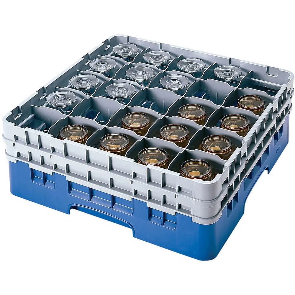 Cambro 0099511614905 Cesta de Lavado de tamaño Completo Compartimentos 6, diámetro máx. 9.84 cm, Altura máxima 29.9 cm, Color Azul, 20 Copas/Vasos