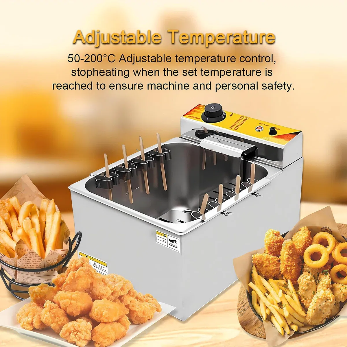 Freidora 12l De Capacidad Grande Y Temperatura Ajustable – Acero Inoxidable, 1900w, Frituras Rápidas En Restaurantes Y Food Trucks