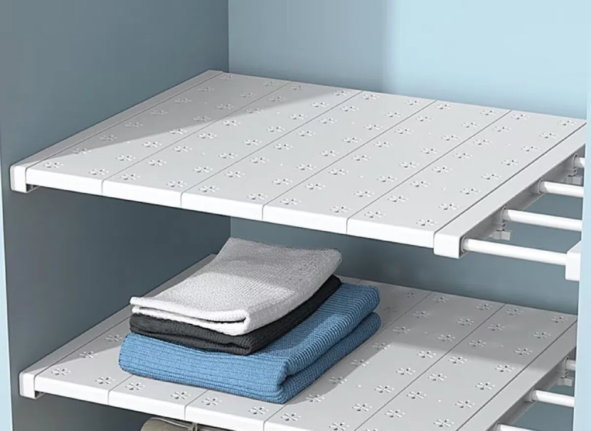 Estantes Ajustables para Armario, Estantes Extensibles, Longitud Ajustable de 40 a 55 cm, Organizador Telescópico Sin Clavos para Armario, Cocina y Baño (35cm Weit)