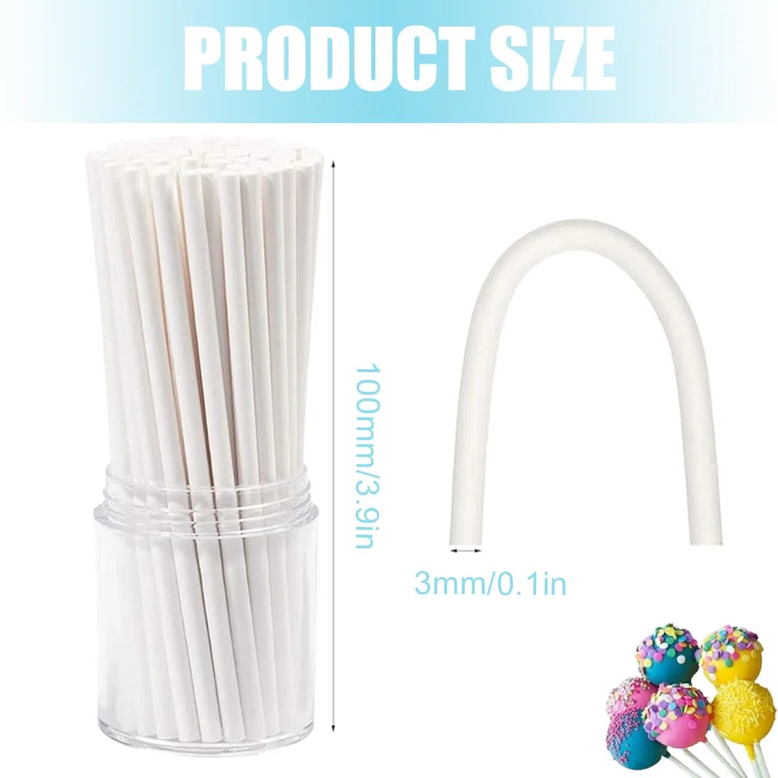 200 Piezas Palitos Para Piruletas Palos Para Cake Pops Divertidas Palos Para Piruletas Palillos De Papel Para Cake Pops Para Cumpleaños Bodas Baby Showers Fiestas Infantiles 100 * 3Mm