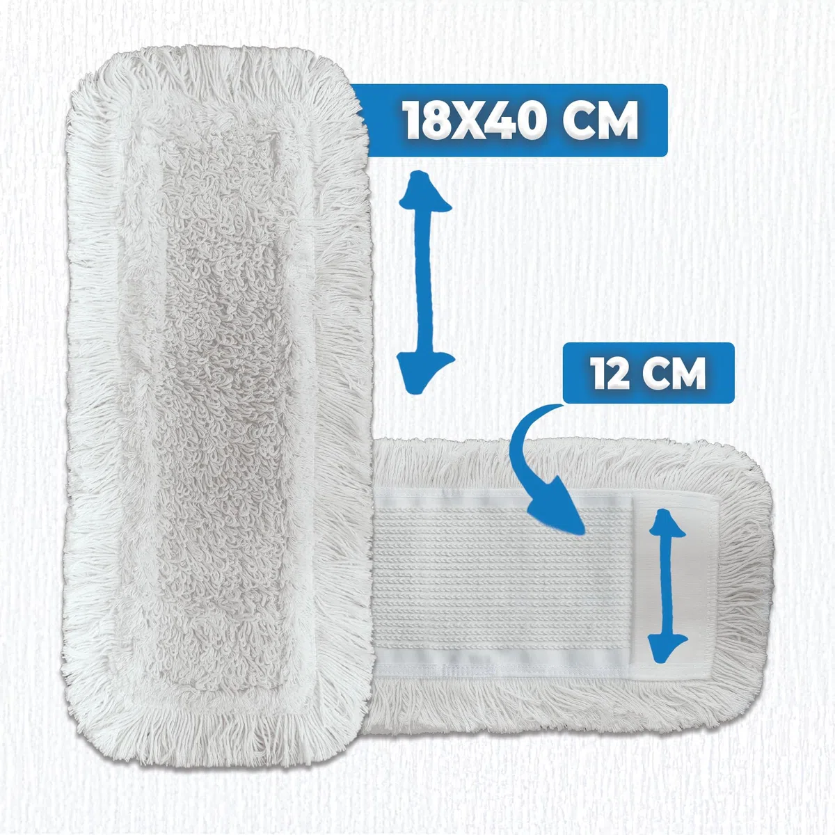 Mopa de algodón para soporte plegable de 40 cm, 10 unidades, para limpiar el polvo y la limpieza húmeda, fregona de algodón, limpiador de suelos versátil, suave para madera real y parquet