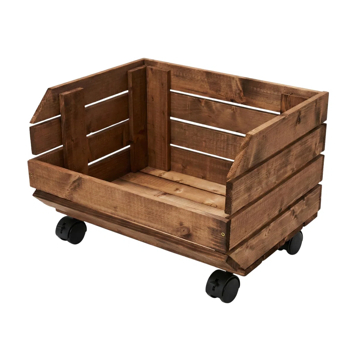 Caja de madera con ruedas para vino, frutas y verduras, estilo vintage, para interior/exterior, 37 x 30 x 28 cm