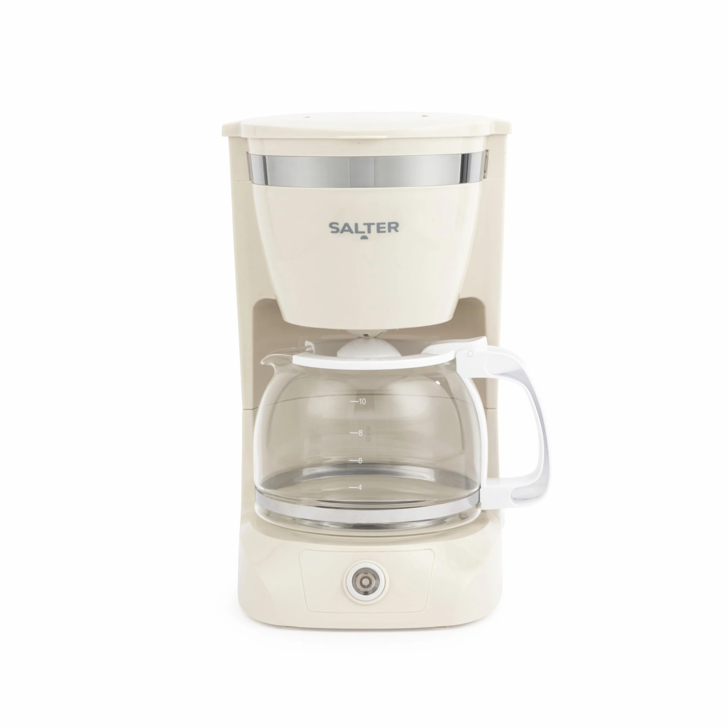 Cafetera de Filtro Retro Salter - Jarra de Vidrio de 1,25 L, Hace 10 Tazas, Adecuada para Café Molido, Mantiene Caliente Hasta 30 Minutos, Filtro Extraíble, Apagado Automático, 800 W, Crema