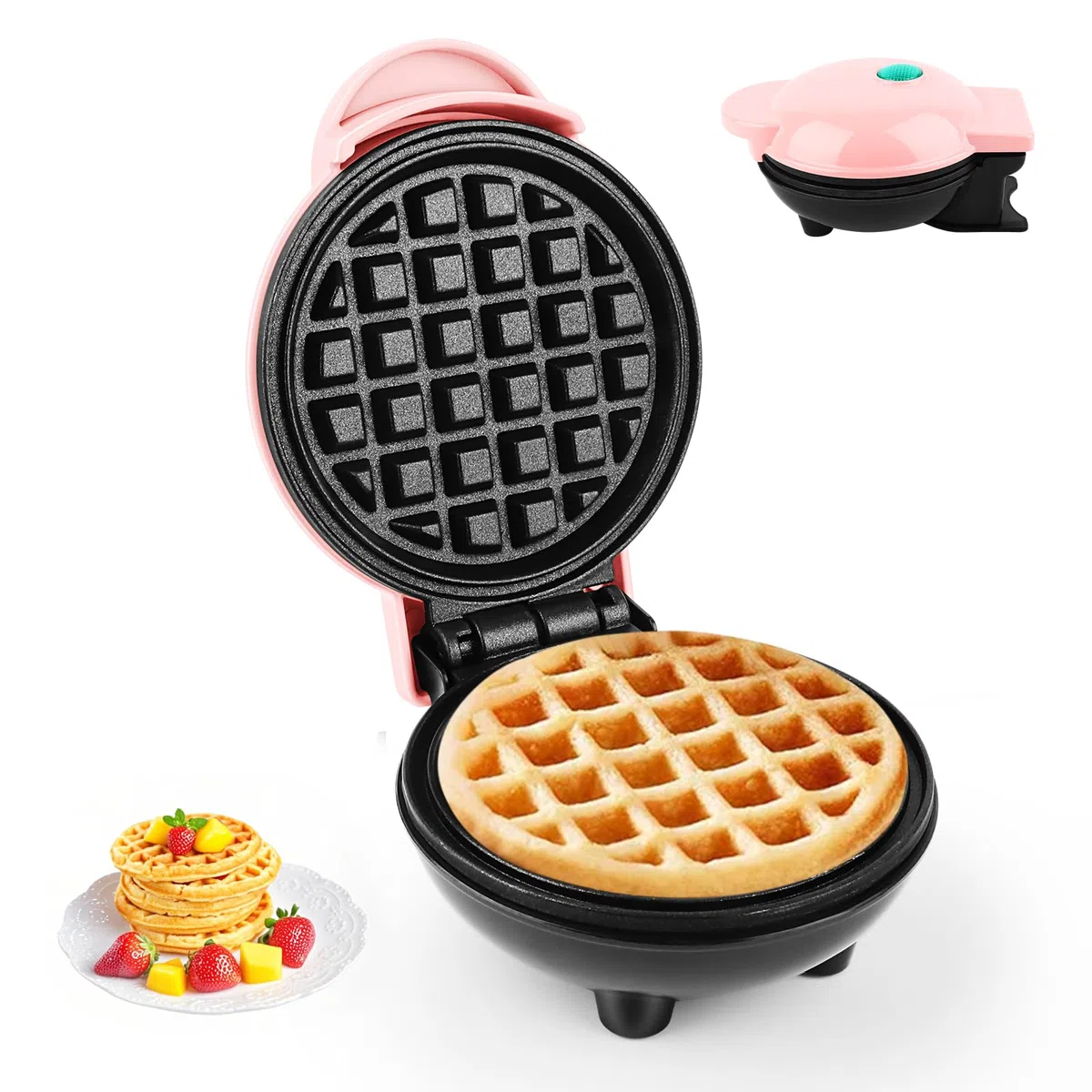 Mini gofrera belga - Diámetro: 10 cm - 220 V - 350 W - Pequeña gofrera clásica - Calentamiento por ambas caras