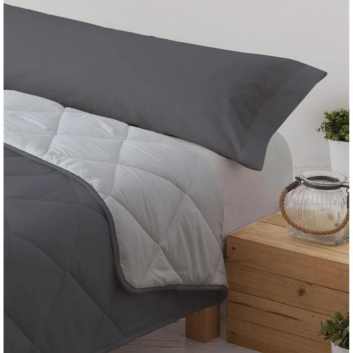 Donegal Collections Edredón Nórdico Cama 150/160-240x220 cm Reversible Bicolor Gris Oscuro/Gris Claro - Relleno Nórdico Invierno/Otoño 300 gr/m² - Funda Nórdica Ligera 100% Fibra y Antiácaros