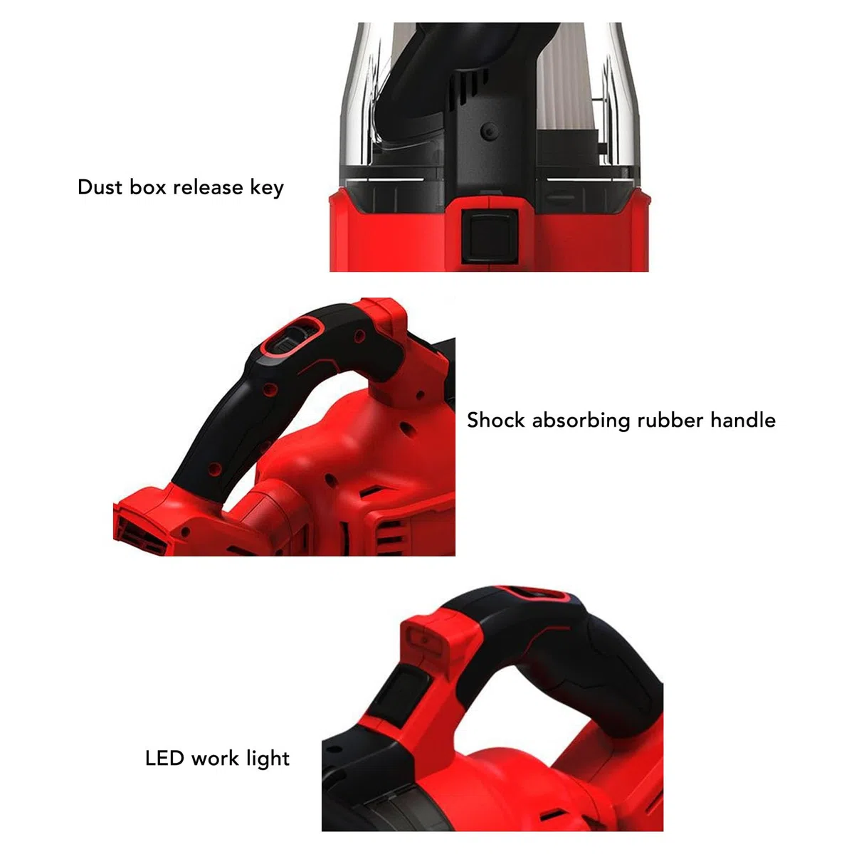 Aspiradora inalámbrica de Mano, Potente succión, máquina de Limpieza portátil Recargable con Filtro Lavable para el hogar, Coche, Suelo, Alfombra, Material ABS, Capacidad del