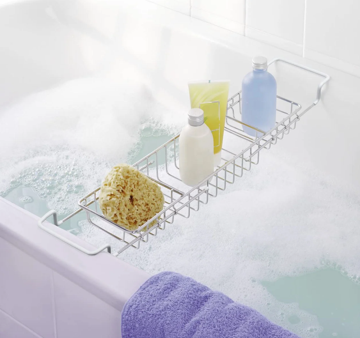 Wenko Puente bañera Acero INOX - Extensible, Acero Inoxidable, 58.5 x 8 x 13 cm, Brillante