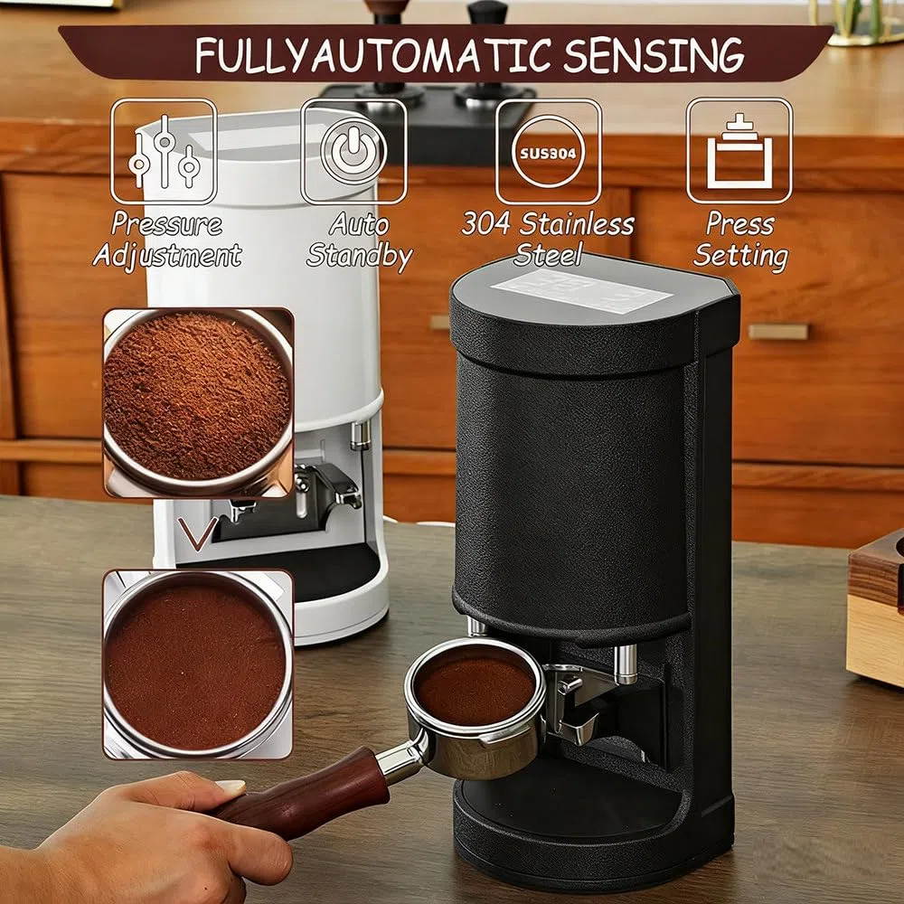 Estación Apisonamiento Espresso 58 mm prensador Ajustable 5-30 kg,prensador Profundidad Ajustable para Prensa Espresso,prensador portafiltro 58 mm para cafeterías,diseño fácil Limpiar Black