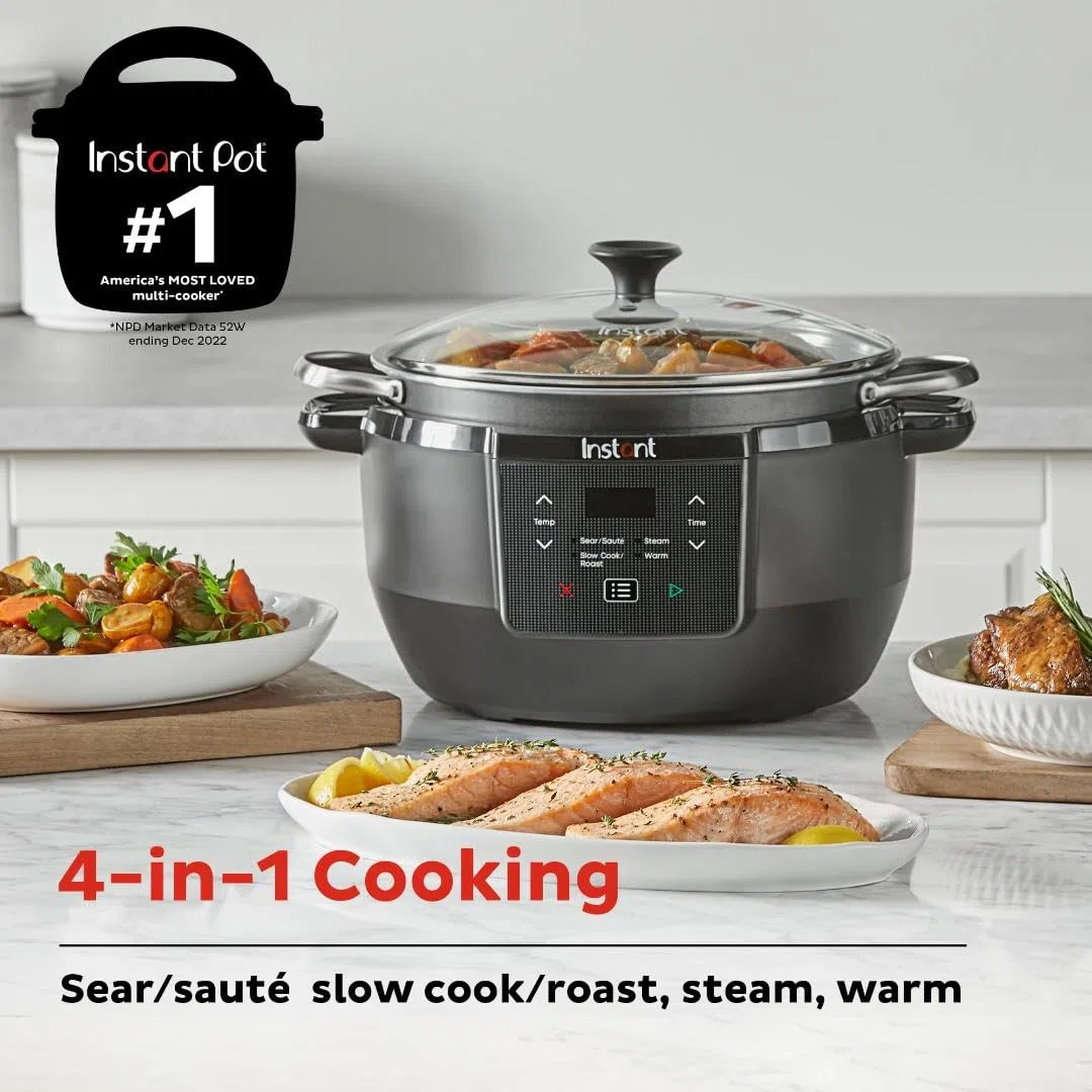 Instant Pot Instant Top Kitchen con accesorios, 7.5 cuartos de galón, negro, rectangular, multicocina, saltear, cocción lenta, vapor