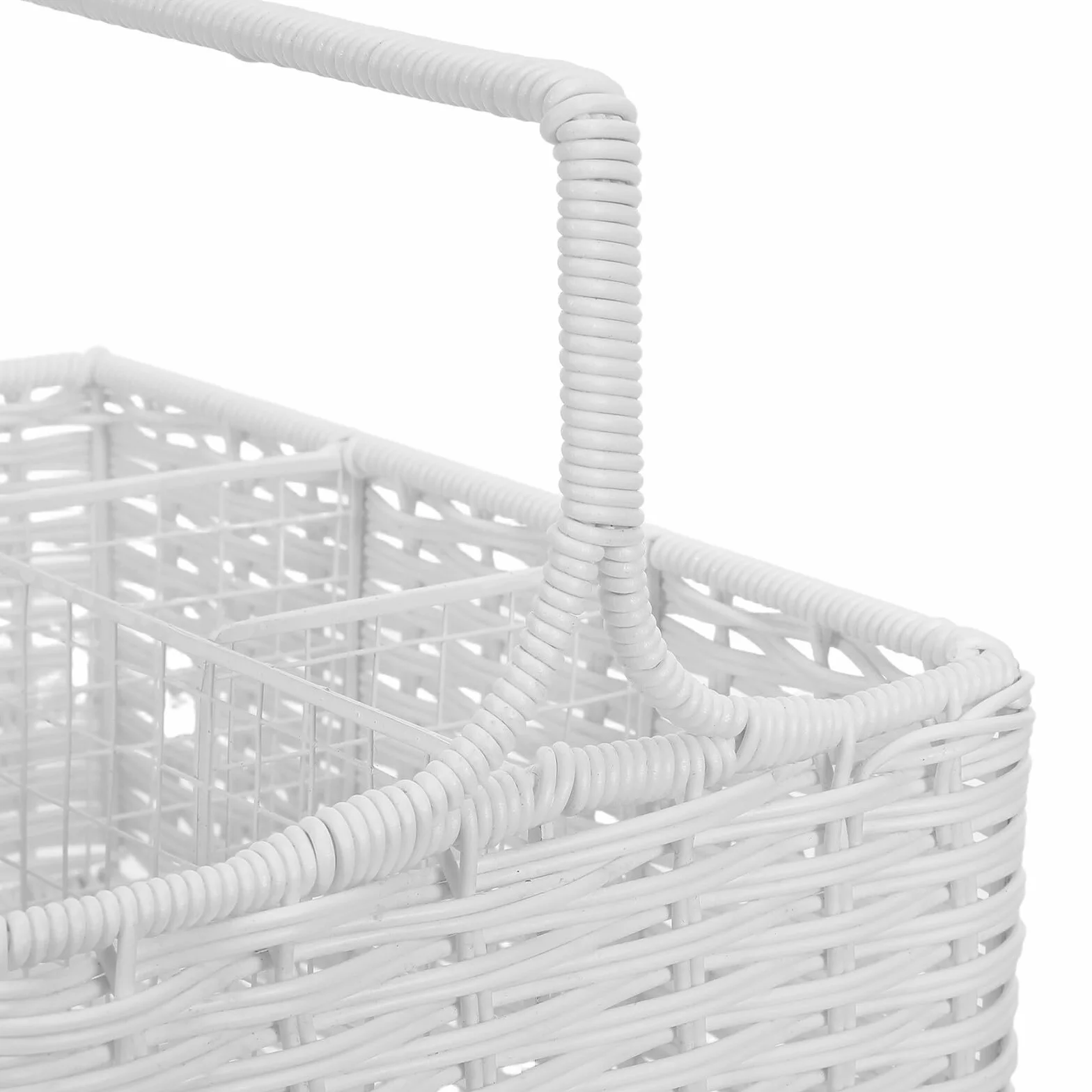 Angoily Cesta Organizadora para Cubiertos con Compartimentos Múltiples Cesta Tejida de Organizador Portátil para Utensilios de Cocina para Tenedores y Uso Doméstico y Picnic