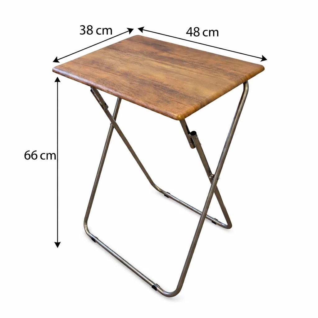 Acomoda Textil - Mesa Plegable Multiusos con Estructura Metalica y Tablero Madera. Mesa Auxiliar Antideslizante y Resistente para Cocina, Salon, Dormitorio, Oficina o Estudio. (48x38x66 cm)