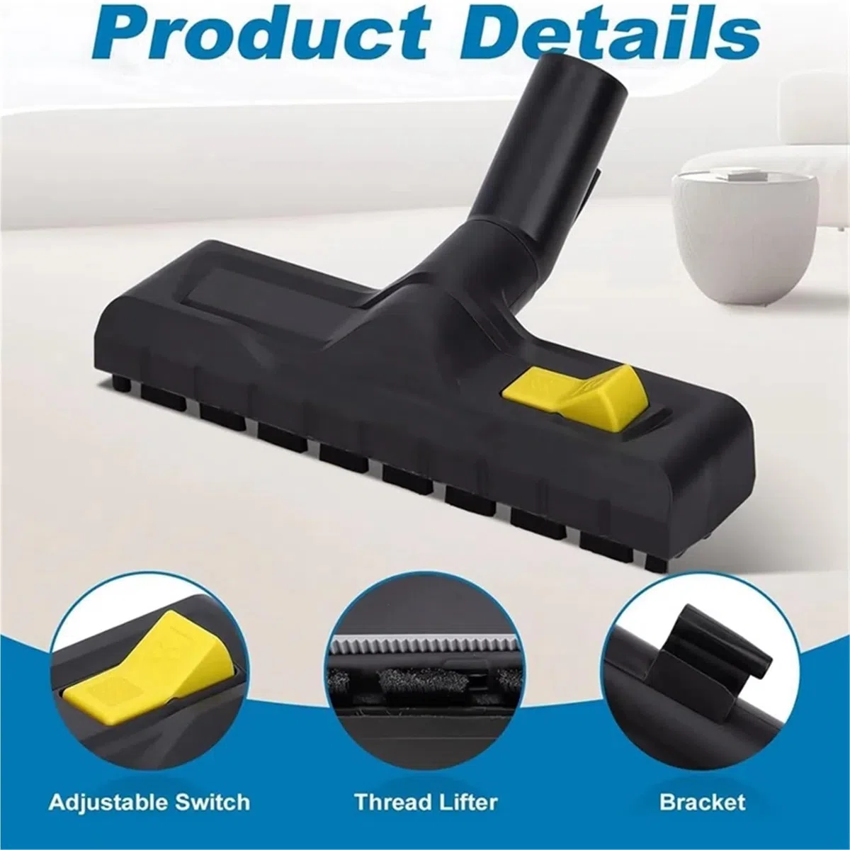 Cepillo de Boquilla de Suelo Universal Compatible con aspiradora Karcher Thoma Henry Hoover 32/35mm conmutable Dry/Wet-CLIM
