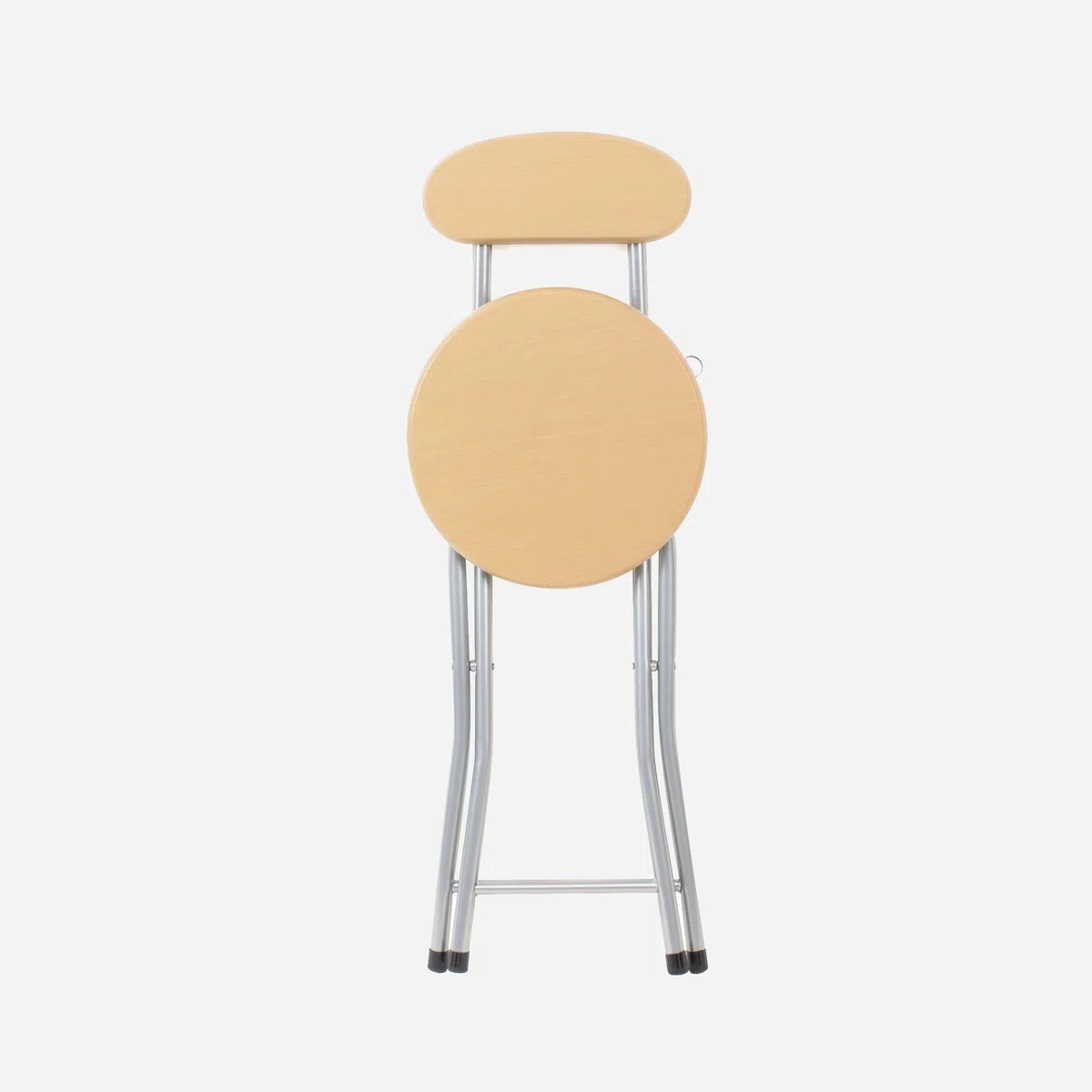 THE SECRET HOME Sillas Plegables de Cocina - Asiento Plegable de Metal y Madera - Silla Apta para Interior y Exterior (2, Madera Natural/Plata, 29x74x36 cm)