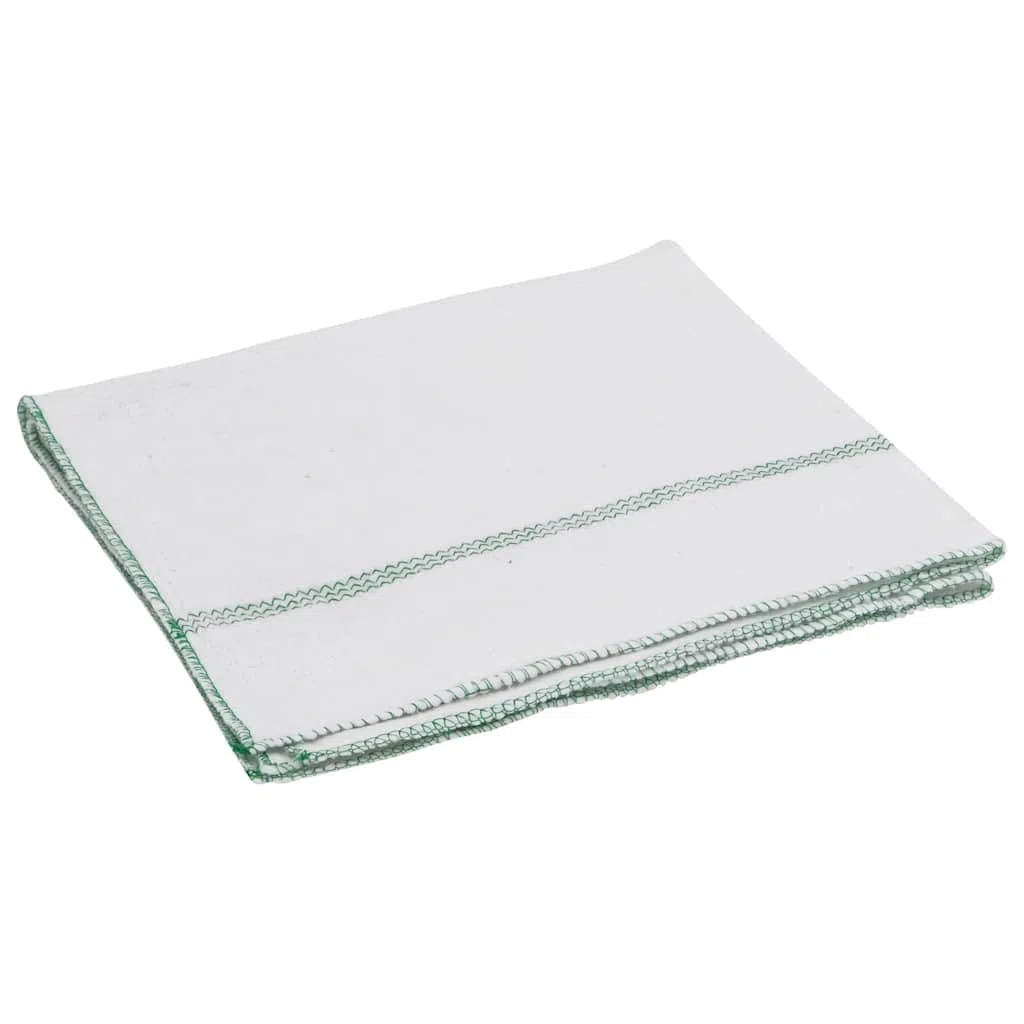 Paños de limpieza 10 unidades blanco verde rayas 50 x 60 cm algodón poliéster con bordes overlock para el hogar, cocina, baño, cuidado del suelo y eliminación de manchas