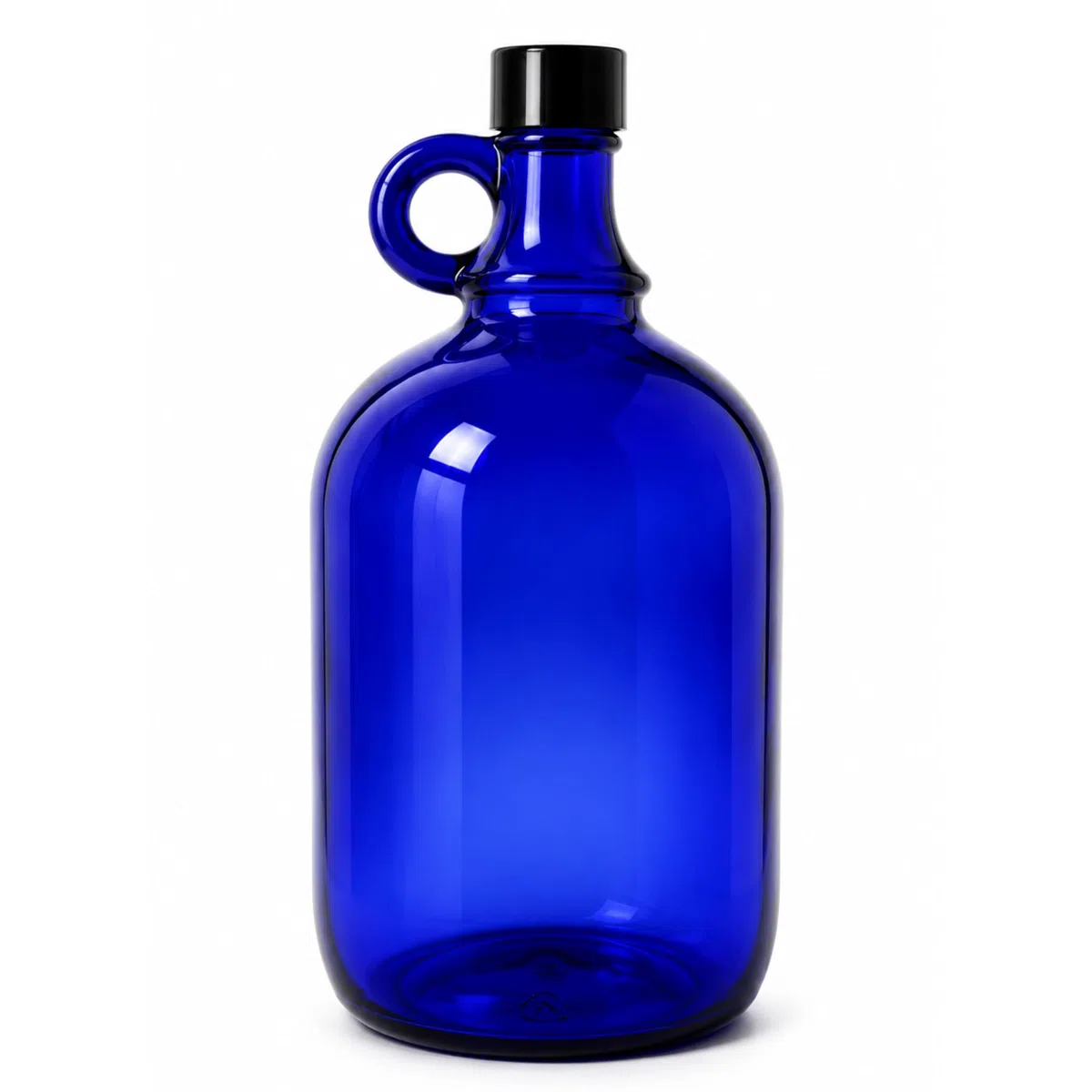 Mikken Blaue XL - Botella de cristal (2 L, para rellenar, con tapón de rosca negro)