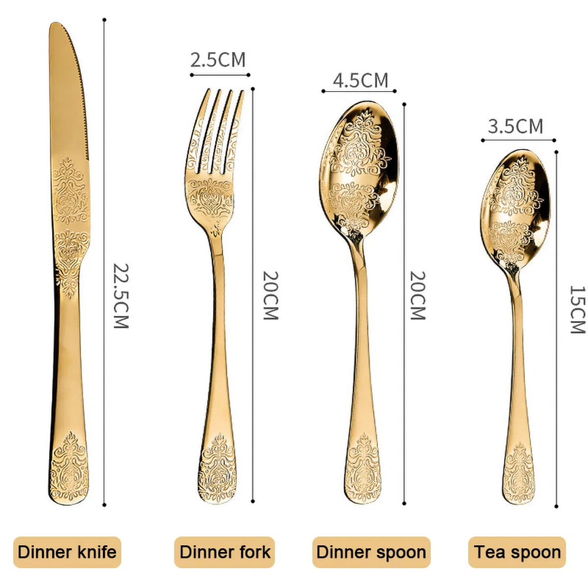 Juegos De Cubertería Juego De 4Uds De Tenedor De Acero Inoxidable Cucharas Cuchillo Vajilla Vajilla Para El Hogar Restaurante 4 Juegos De Oro