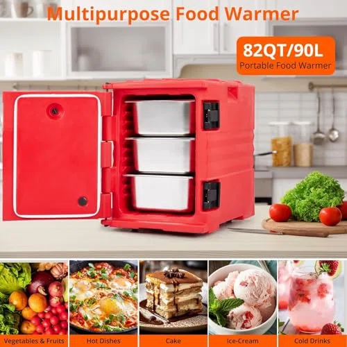 Calentador de alimentos para catering con asas laterales elásticas y hebillas, fácil transporte para reuniones familiares, cantinas, restaurantes