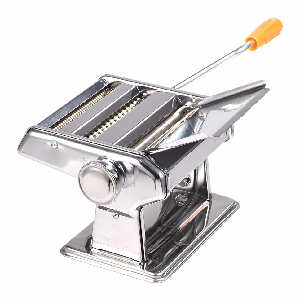 Walfront Máquina para Hacer Pasta Máquina para Hacer Fideos Manual de Acero Inoxidable con 2 Anchos de Hoja Ajustables 2,5 Mm y 4,5 Mm Manivela Extraíble Base Antideslizante para los Amantes de la