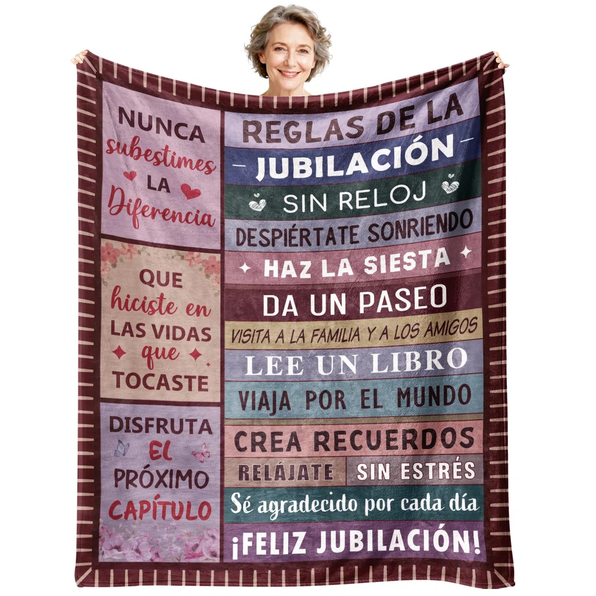 Regalos Jubilacion, Regalo Jubilacion Mujer - Manta Llena de Bendiciones, Regalos Originales para Jubilado para Amigas, Hermanas, Madres, Abuelas(157 * 132cm)
