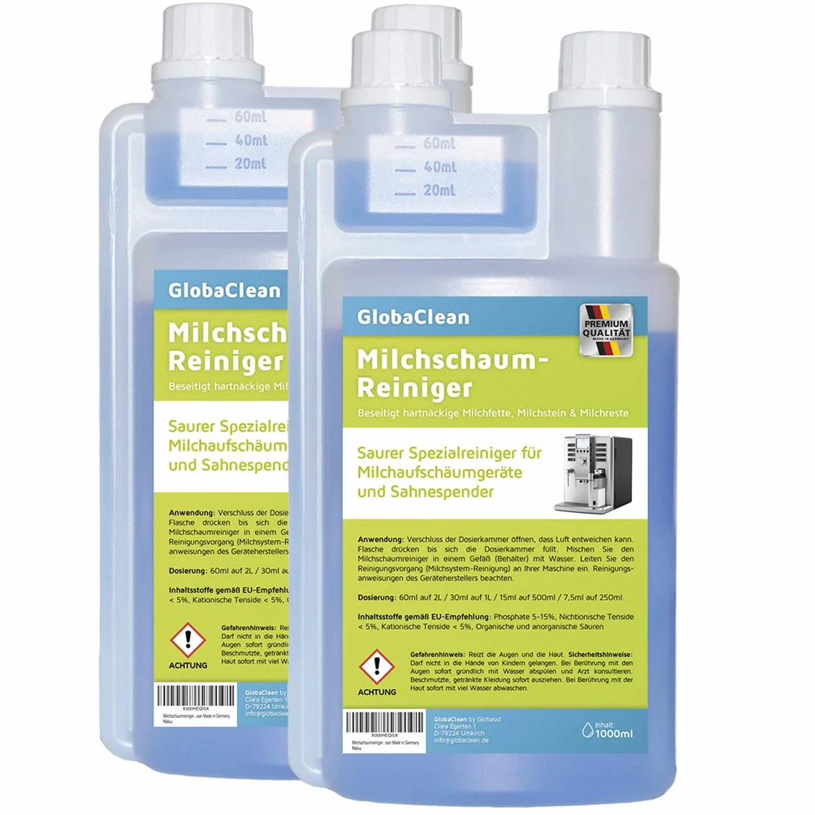 Limpiador de espuma de leche para cafeteras automáticas y máquinas de café – Limpiador líquido para espumador de leche (2 x 1 litro)