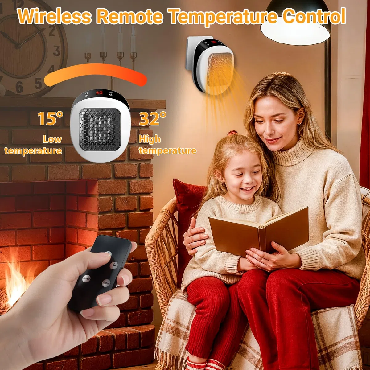 Mini Calentador de Enchufe, Fancysky 600W Calentador de Enchufe, Electrico, Cerámica, Ahorro Energía, Calentamiento Rápida, Baño, Habitaciones
