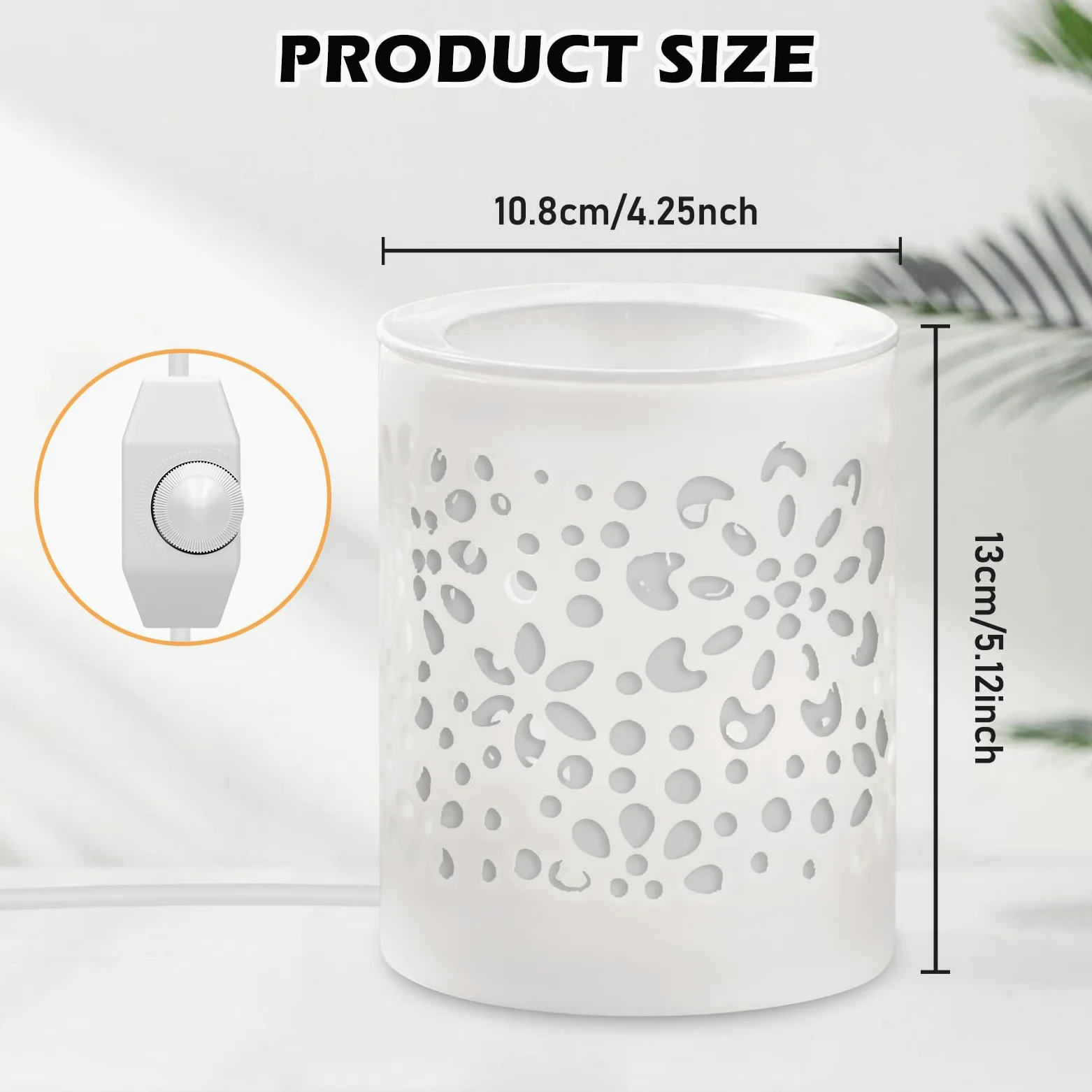 BORDEAG Calentador de cera - Lámpara aromática de cerámica, lámpara de fragancia eléctrica, lámpara aromática para cera aromática, lámpara de aroma de cerámica, aroma de habitación con vela de té,
